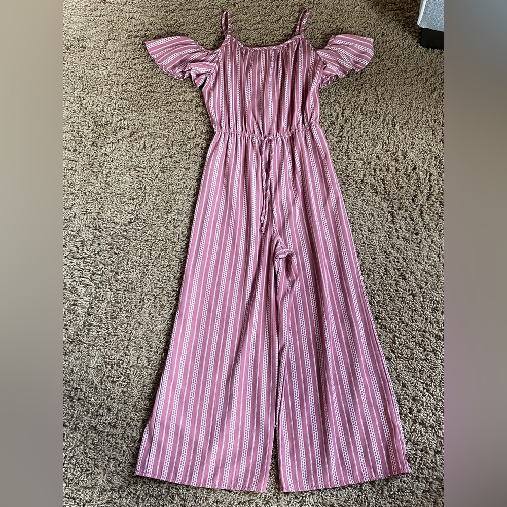 Charming Pink Striped Kids Jumpsuit